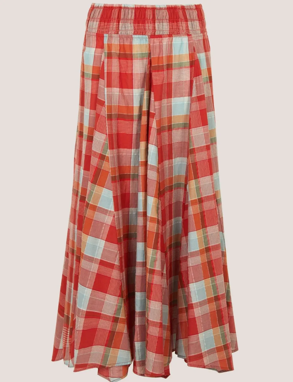 Cotton Rich Checked Midi A-Line Skirt