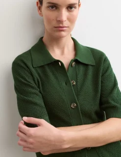 Cotton Rich Collared Cardigan with Silk