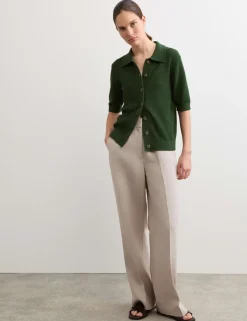 Cotton Rich Collared Cardigan with Silk