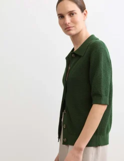 Cotton Rich Collared Cardigan with Silk