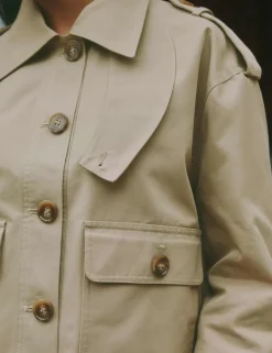Cotton Rich Collared Cropped Trench Coat