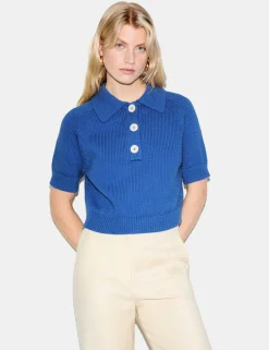 Cotton Rich Collared Knitted Top