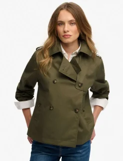 Cotton Rich Collared Short Trench Coat