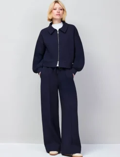 Cotton Rich Collared Sweatshirt Bomber Jacket
