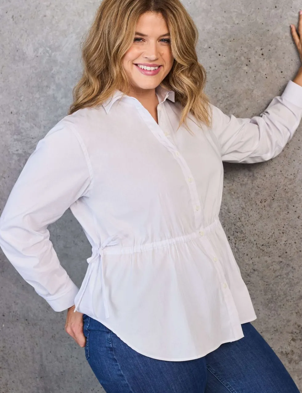 Cotton Rich Collared Tie Waist Shirt