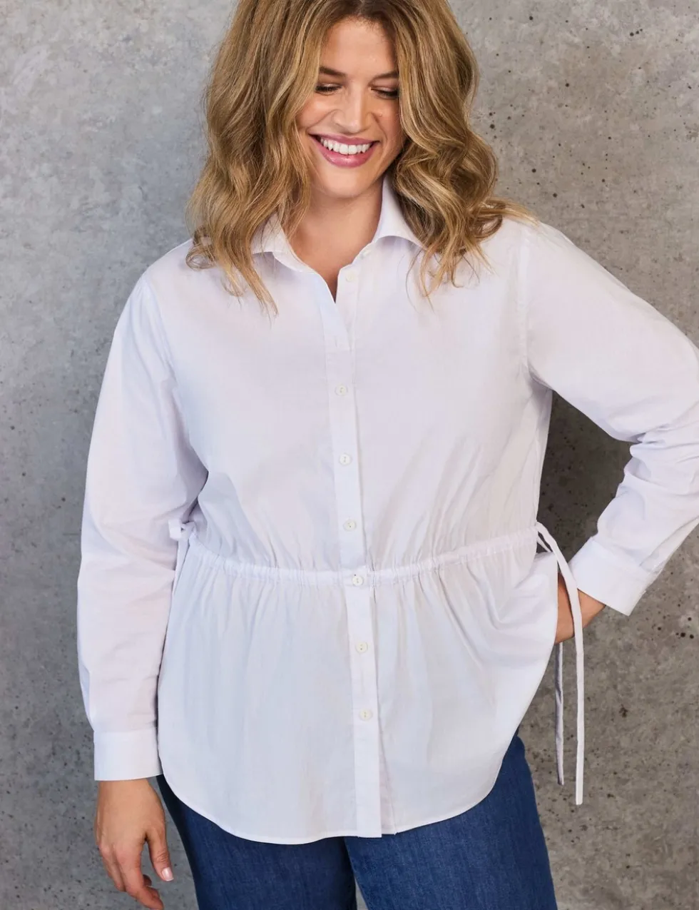 Cotton Rich Collared Tie Waist Shirt