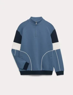 Cotton Rich Colour Block Quarter Zip Sweatshirt (2-16 Yrs)