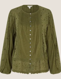 Cotton Rich Crew Neck Blouse