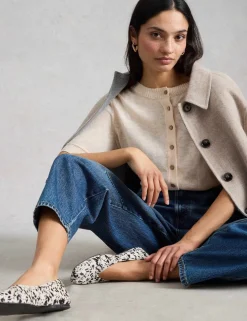 Cotton Rich Crew Neck Button Front Cardigan