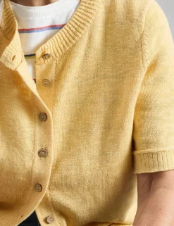 Cotton Rich Crew Neck Button Front Cardigan