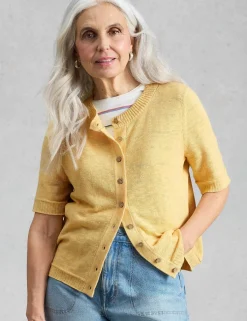 Cotton Rich Crew Neck Button Front Cardigan