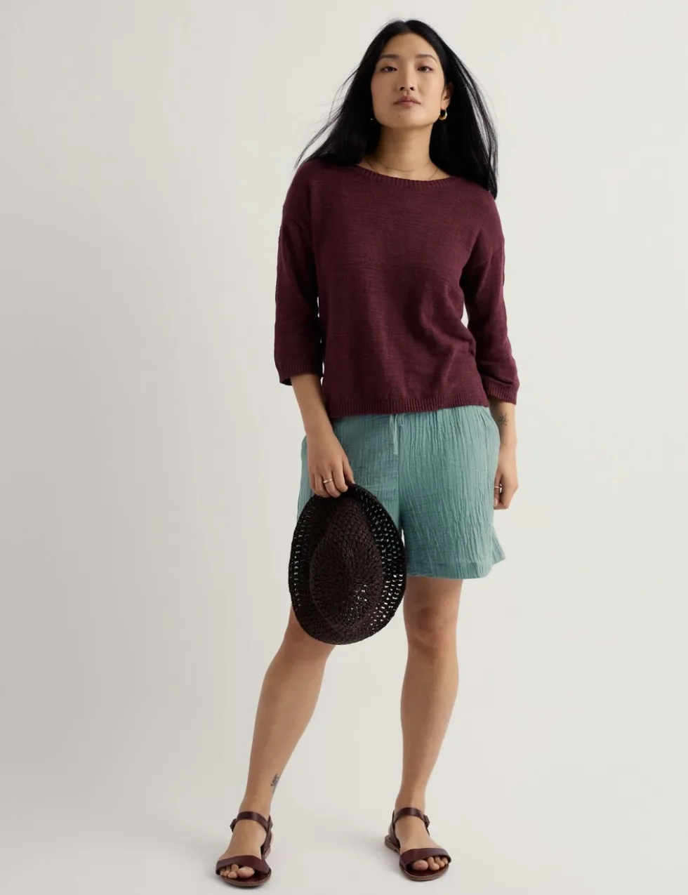 Cotton Rich Crew Neck Relaxed Jumper