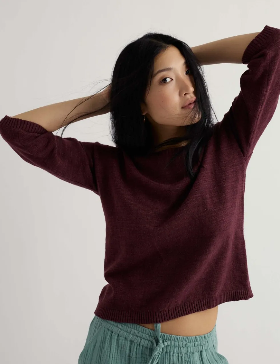 Cotton Rich Crew Neck Relaxed Jumper