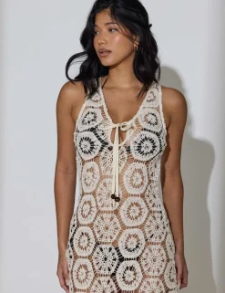 Cotton Rich Crochet Style Maxi Beach Dress