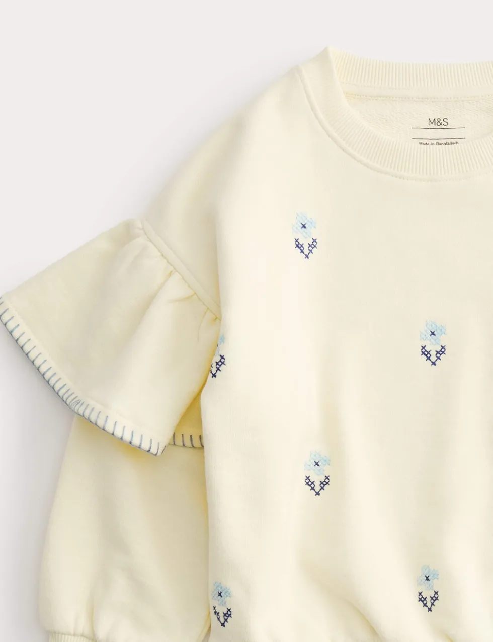 Cotton Rich Cross Stitch Frill Sweatshirt (2-8 Yrs)