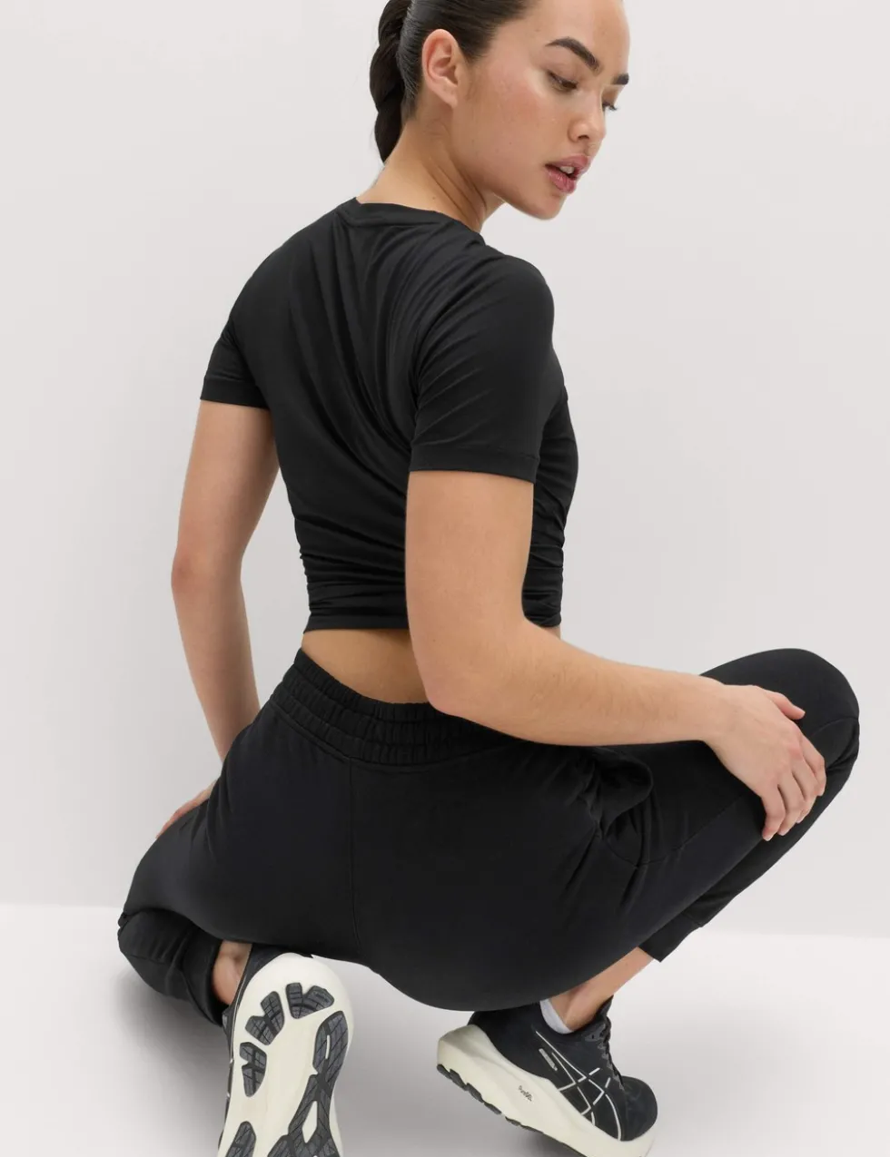 Cotton Rich Cuffed High Waisted Tapered Joggers