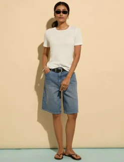 Cotton Rich Denim High Waisted Shorts