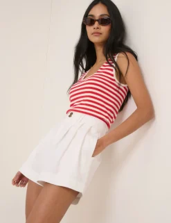 Cotton Rich Denim High Waisted Shorts