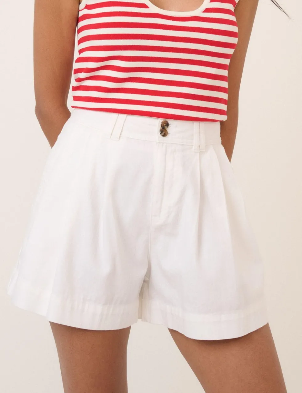 Cotton Rich Denim High Waisted Shorts