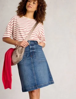 Cotton Rich Denim Knee Length Skirt
