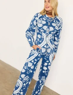 Cotton Rich Denim Printed Collarless Jacket