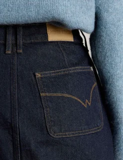 Cotton Rich Denim Split Front Midi Skirt