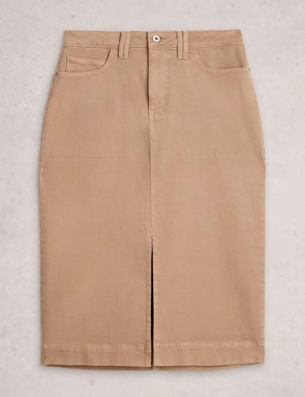 Cotton Rich Denim Split Front Midi Skirt