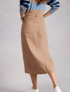 Cotton Rich Denim Split Front Midi Skirt