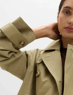 Cotton Rich Double Breasted Short Trench Coat