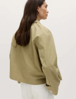 Cotton Rich Double Breasted Short Trench Coat