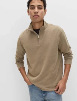 Cotton Rich Double Knit Half Zip Sweatshirt