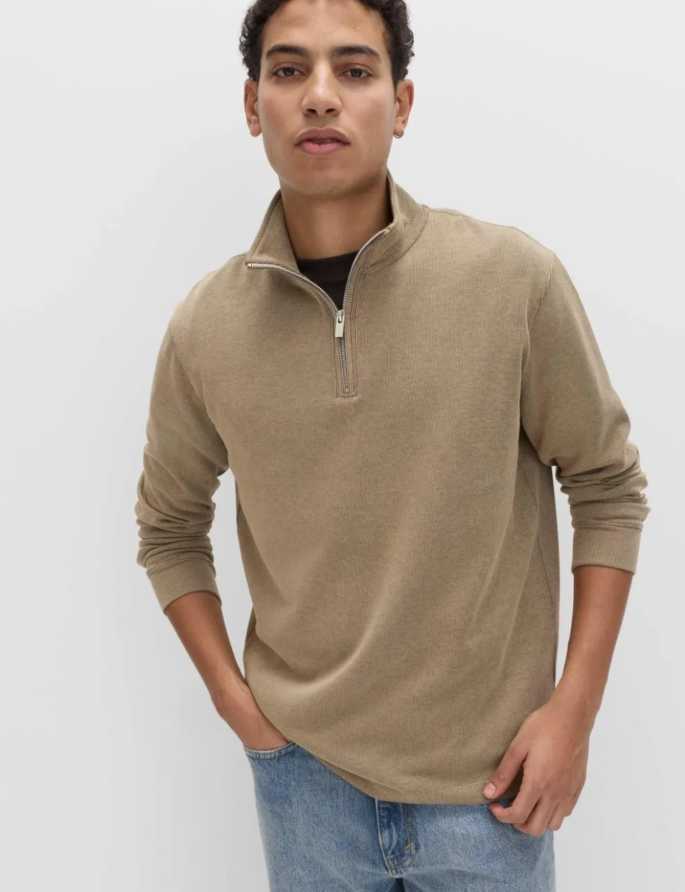 Cotton Rich Double Knit Half Zip Sweatshirt