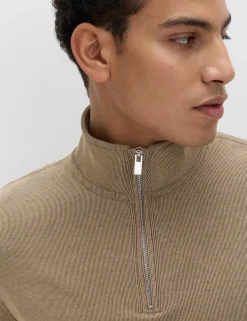 Cotton Rich Double Knit Half Zip Sweatshirt