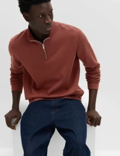 Cotton Rich Double Knit Half Zip Sweatshirt