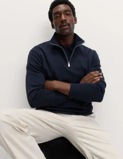 Cotton Rich Double Knit Half Zip Sweatshirt