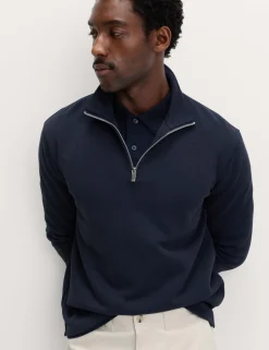 Cotton Rich Double Knit Half Zip Sweatshirt