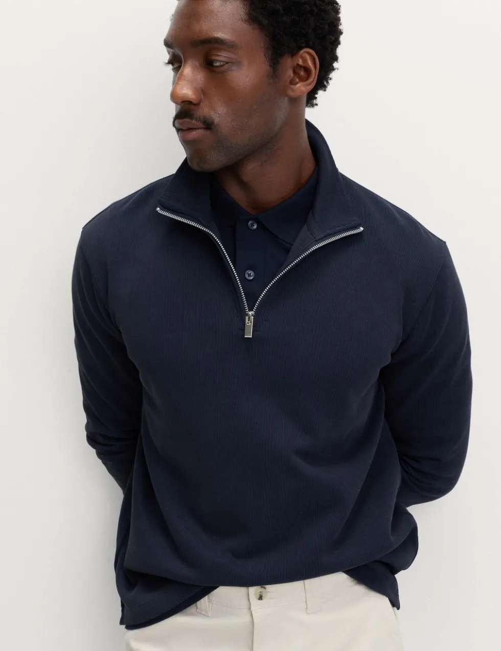 Cotton Rich Double Knit Half Zip Sweatshirt