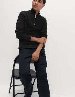 Cotton Rich Double Knit Half Zip Sweatshirt