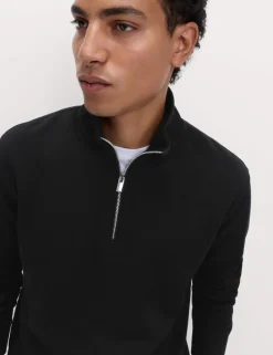 Cotton Rich Double Knit Half Zip Sweatshirt