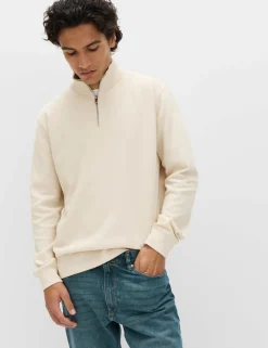 Cotton Rich Double Knit Half Zip Sweatshirt