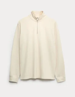 Cotton Rich Double Knit Half Zip Sweatshirt