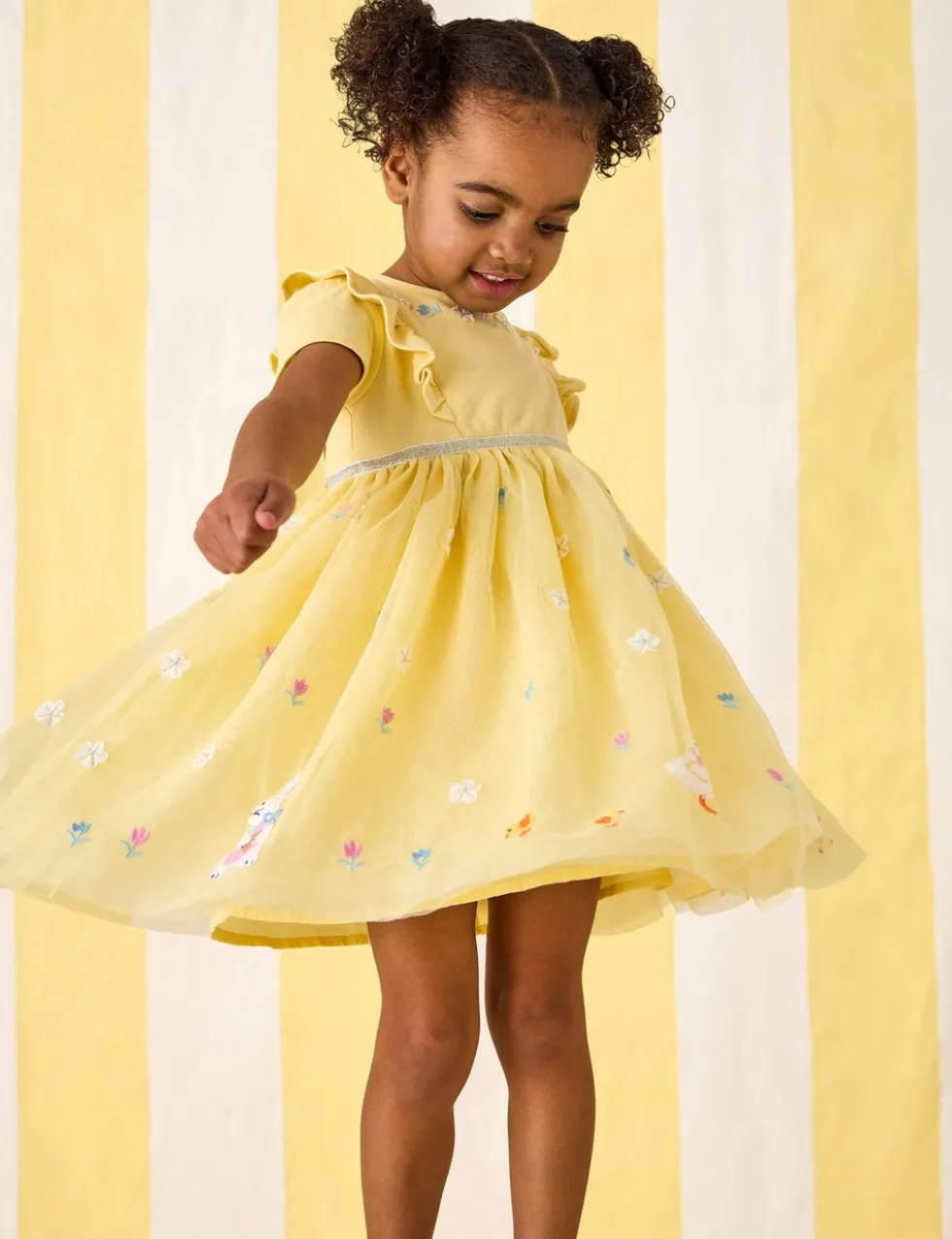 Cotton Rich Easter Applique Tulle Party Dress (6 Mths-7 Yrs)