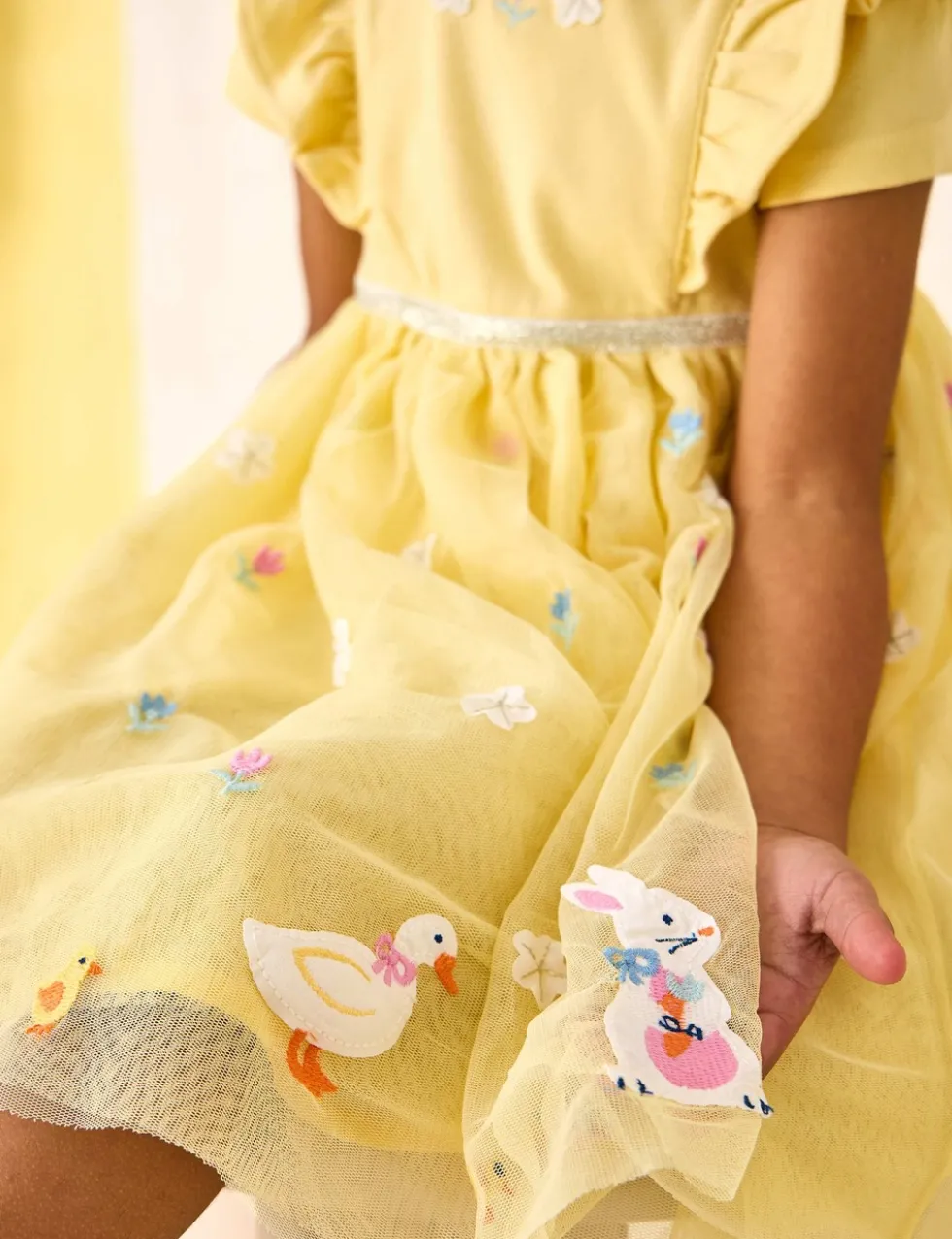 Cotton Rich Easter Applique Tulle Party Dress (6 Mths-7 Yrs)