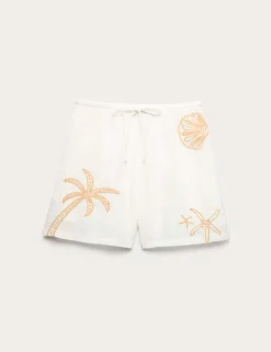 Cotton Rich Embroidered Beach Shorts