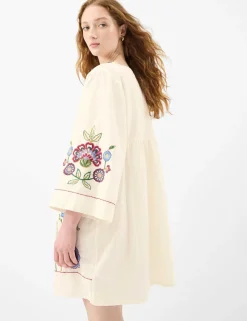 Cotton Rich Embroidered Mini Beach Dress