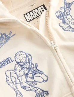 Cotton Rich Embroidered Spider-Man™ Zip Through Hoodie (2-8 Yrs)