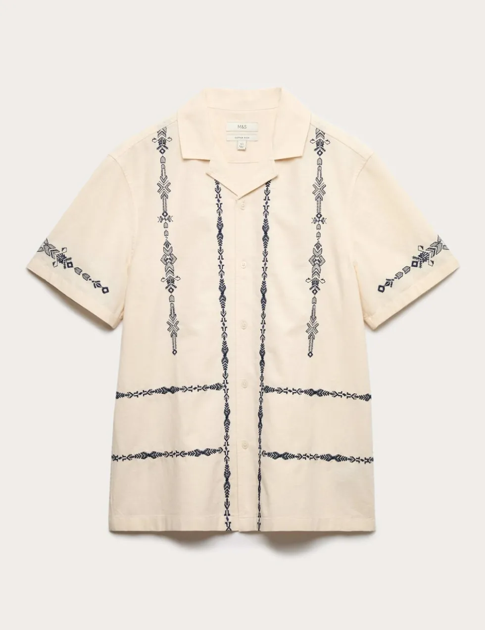 Cotton Rich Embroidered Short Sleeve Shirt