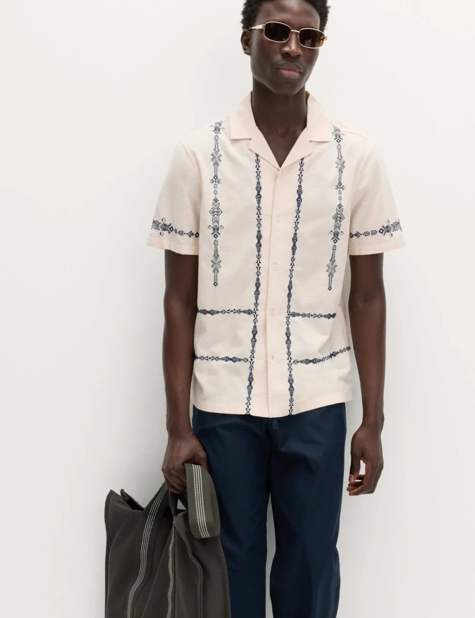 Cotton Rich Embroidered Short Sleeve Shirt
