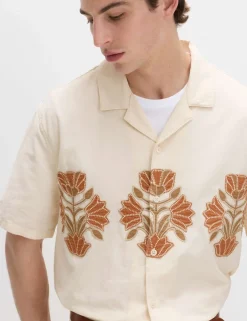 Cotton Rich Embroidered Short Sleeve Shirt