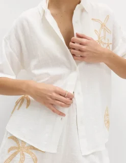 Cotton Rich Embroidered Short Sleeve Beach Shirt